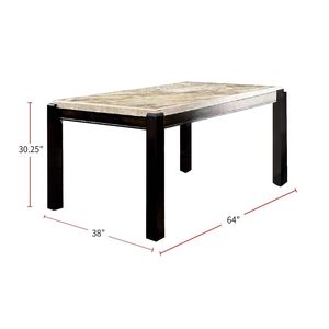 Tavolo da Pranzo Rettangolare in Noce Scuro Stile Transizionale con Piano in Vero Marmo Avorio, 1 Pezzo, Arredamento per Cucina e Sala da Pranzo - Product Image 6