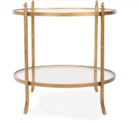 Table console ronde à 2 niveaux en verre, table d'appoint latérale en métal doré pour salon, entrée