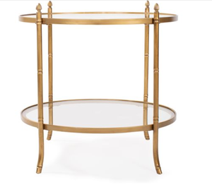 <b>Round</b> Console <b>Table</b> 2 Tier Glass <b>Table</b> Gold Metal <b>Side</b> Accent <b>Table</b> for Living Room Entryway - Product Image 2