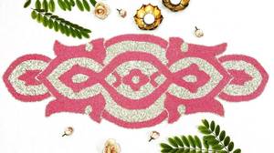 Chemin de table brodé à la main avec perles, rose et blanc, design bohème, forme personnalisée, tapis en tissu - Product Image 3