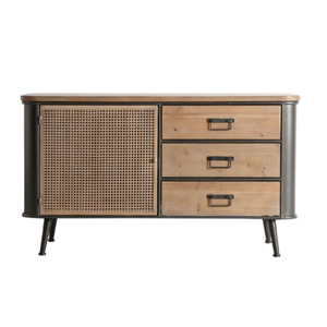 Meuble de rangement pour salon de style mid-century moderne, écologique et durable, avec 5+ tiroirs et design en panneaux de bois, pour la maison - Product Image 3