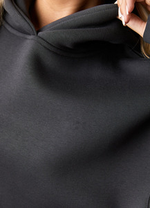 Oversized Black Hooded Sweatshirt With Front Pocket Regular Fit Unisex Casual Fleece Hoodie Autumn Wear - Product Image 4