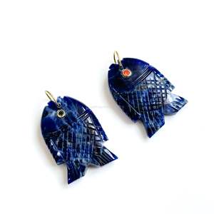 Pendentif poisson en sodalite naturelle AAA, en argent 925, fait main, breloque poisson en pierre précieuse, collier sculpté à la main, bijoux en cristal de guérison pour la création de bijoux - Product Image 3