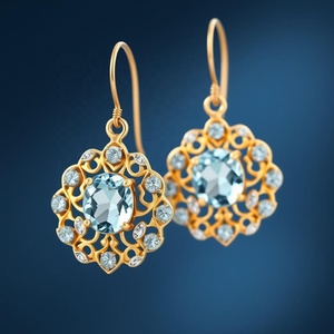 Boucles d'oreilles en argent sterling 925 pour dames et filles à la mode bleu améthyste pierres précieuses accessoire de fête - Product Image 3