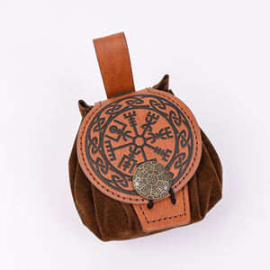 Handmade Leather <b>Dice</b> Bag Round Embossed Nordic Design DND RPG <b>Dice</b> Storage Classic Style Adult Use - Product Image 1