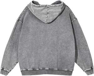 Sweat-shirt à capuche en molleton délavé pour homme, 100 % coton, coupe ample, style streetwear décontracté - Product Image 2