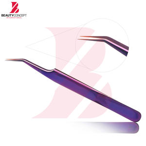 Lot de 8 pinces à cils personnalisées en gros, pinces à cils volume en acier inoxydable revêtu de titane multicolore violet - Product Image 6