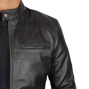 Chaqueta de Invierno para Hombre, de Cuero Vacuno Genuino, Corte Ajustado, Cuello Alto Personalizado, Logotipo Frontal, Ecológica y Transpirable, en Oferta - Product Image 6