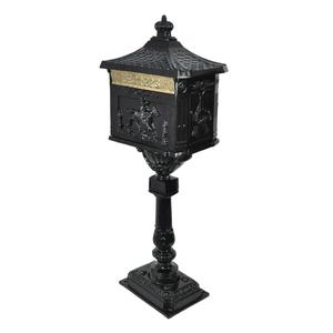 Black Coated Vintage Mailbox With Pillar Stand Weatherproof Heavy Duty Garden Post <b>Box</b> For Farmhouse Garden Outdoor Home Items - Product Image 1
