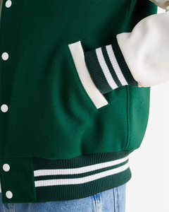 แจ็คเก็ตเบสบอลผู้ชายคุณภาพดี แขนหนัง ขายส่ง แจ็คเก็ตวาร์ซิตี้บุหนังกันลม แขนยาว - Product Image 4