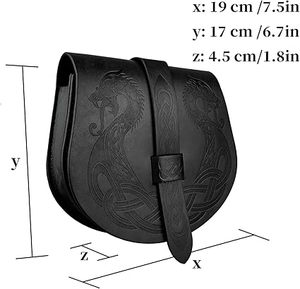 Bolsa Vikinga Hecha a Mano de Cuero Genuino, Bolsa Medieval con Dragón Celta Grabado, Accesorios para Cosplay LARP, Embalaje Personalizado - Product Image 5