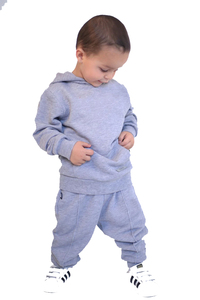 Ensembles de survêtements 2 pièces en coton pour enfants, ensemble sweat à capuche et pantalon uni, LOGO personnalisé, vente en gros, survêtements tendance pour enfants, ensemble pull pour fille et garçon - Product Image 2
