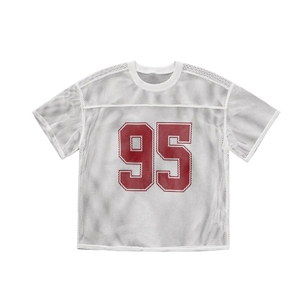 Maillot de football américain rétro personnalisé sublimé en gros, coupe courte, style streetwear, surdimensionné, en maille - Product Image 2