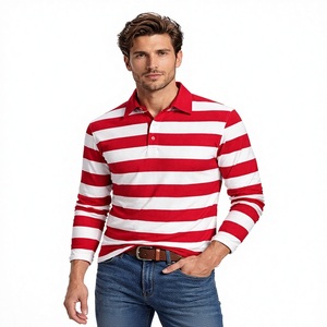 เสื้อยืดโอเวอร์ไซส์ลายทางผ้าฝ้ายสำหรับผู้ชาย ออกแบบโลโก้ได้ตามต้องการ เสื้อกอล์ฟลำลอง ดีไซน์เรียบง่าย สวมใส่สบาย ทันสมัย ใช้งานได้หลากหลาย - Product Image 1