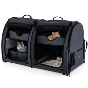 Trasportino per Animali a Doppio Scomparto con 2 Amache Rimovibili, Accessori da Viaggio di Alta Qualità per i Tuoi Amici Pelosi - Product Image 1