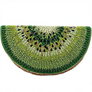 Bolso de Mano Tipo Clutch con Cuentas de Kiwi Hechas a Mano, Bolso de Hombro de Diseño para Mujer, Cadena de Lujo, Bolso de Fiesta, Regalo Temático de Moda - Product Image 1