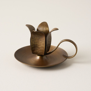 Shiny <b>Brass</b> <b>Candlestick</b> <b>Holder</b> With Handle And Tray For Home Decoration Vintage Chamberstick <b>Holder</b> On Sale - Product Image 3