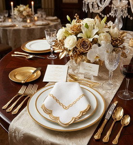 Servilletas de Mesa Cuadradas de Algodón con Borde Festoneado y Cadena Amarilla Bordada, Personalizadas al por Mayor, Duraderas para el Hogar, Bodas y Eventos - Product Image 1