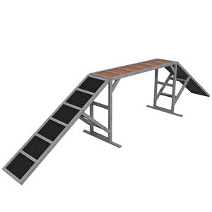 Rampa per Agility Canina Grigia con Barra di Sicurezza e Superficie Antiscivolo per Addestramento e Pausa, Prodotto per Addestramento e Comportamento degli Animali Domestici - Product Image 1
