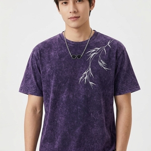 High Quality Vintage <b>T</b> <b>Shirt</b> <b>Men</b> Regular Fit Heavyweight Polyester Washed Finish <b>Striped</b> Front Embroidery Streetwear Casual - Product Image 4