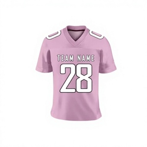 Camiseta de Fútbol Americano Rosa con Cuello en V para Hombre, Nombre y Número Personalizados, Impresión por Transferencia de Calor, Absorbe la Humedad, Manga Corta, Corte Regular - Product Image 2