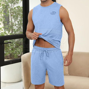 Ensemble de short et t-shirt de sport pour homme en coton 100 % premium, coupe ample, vêtements de fitness été - Product Image 4