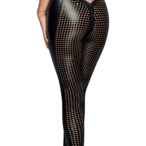 Women's Black <b>Mesh</b> High Waist Full Length <b>Leggings</b> Stretchy Skinny Geometric Pattern Sexy Style All Seasons Wear - Product Image 2