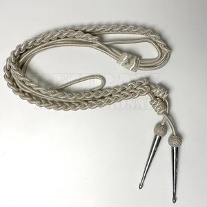 Top Quality Aiguillettes Shoulder Cords Silver Color With Metal Tips Uniform Accessories Ceremonial Dress Lanyard Garment Use - Product Image 2