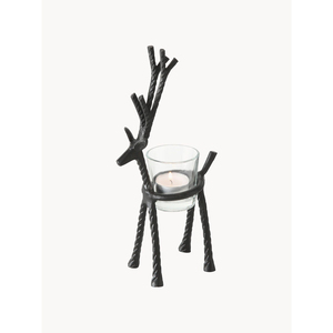 Lot de 3 bougeoirs en métal noir pour bougies chauffe-plat, idéal pour l'éclairage de Noël, bougeoirs en verre style hurricane pour bougies coniques et bougeoirs rennes pour mariages - Product Image 4