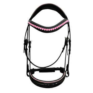 Cabezada de Cuero de Lujo Hecha a Mano con Cristales y Pedrería Elegante Estilo Inglés para Caballo, Personalizable en Color y Tamaño - Cob-Full Custom - Product Image 1