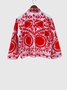 Veste à col mandarin brodée à la main avec des motifs floraux, manches longues, en coton, taille plus, vêtements de printemps pour femmes, style Prairie Chic - Product Image 5