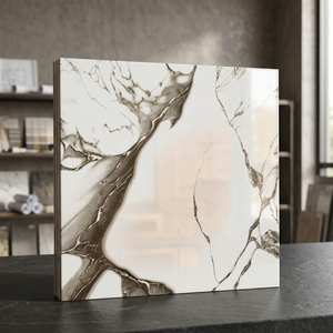Carreaux de sol en céramique numérique aspect marbre blanc de luxe 40x40cm, meilleur prix, carreaux de porcelaine robustes pour extérieur et parking, disque de coupe - Product Image 1