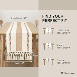 Runner da Tavolo Boho Lungo 72 Pollici, Decorazione Primaverile per la Casa con Nappe, Stile Rustico Macramè per Arredamento Farmhouse - Product Image 2