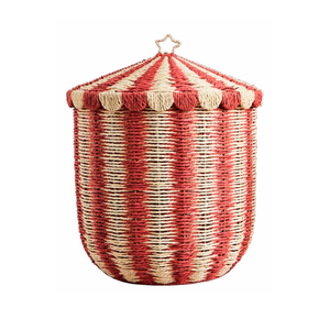 Vintage Red Circus Style Paper Rope <b>Storage</b> Basket with Lid Laundry <b>Hamper</b> for Toys Clothes Organizer Home Use From Vietnam - Product Image 1