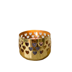 Soporte votivo de latón envejecido de alta resistencia Diseño de recorte de flores de aluminio intrincado para el hogar Oficina Estrella de corte de metal de Navidad - Product Image 4