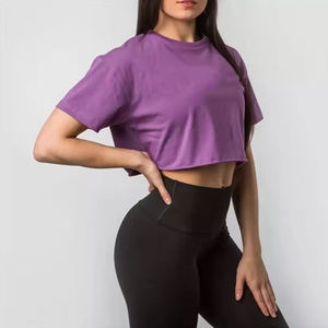 Camiseta Corta Blanca para Mujer, 100% Algodón, Cuello Redondo, Manga Corta, Color Sólido Informal, Corte Regular para Primavera/Verano - Product Image 4