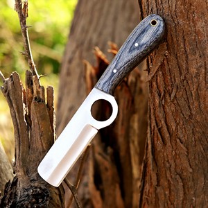 Cuchillo de acampada Western Cowboy Bull Cutter hecho a mano con hoja fija de acero inoxidable 12c27 de espiga completa, cuchillo EDC con funda de cuero - Product Image 3