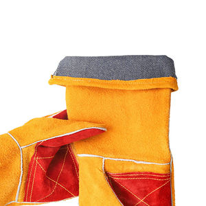 Guantes de Soldadura TIG de Cuero Vacuno de Manga Larga, Resistentes al Calor, al Fuego y a las Perforaciones, con Pulgar Reforzado y Tejido de Punto - Product Image 3