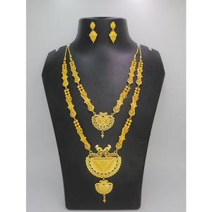 Arabie Saoudite Inde Moyen-Orient Bijoux Plaqué Or Long Collier Boucle D'oreille Ensemble Alliage Ensemble De Mariage Indien Ensembles De Bijoux Pour Femmes - Product Image 3