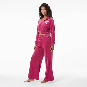 Ensemble de survêtement en velours pour femme, sweat à capuche court zippé à manches longues et pantalon de jogging évasé taille haute à cordon de serrage - Product Image 2