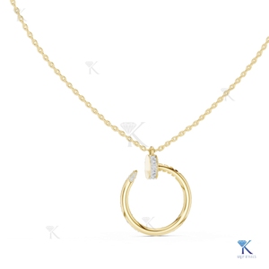 Collar con Colgante en Forma de Uña con Diamante Cultivado en Laboratorio, Oro Sólido de 14K y 18K, Joyería Fina Moderna de Lujo para Mujer, Fabricante Mayorista - Product Image 4