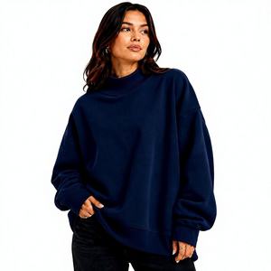 เสื้อสเวตเชิ้ตคอเต่าสีชมพูสดใสทรงโอเวอร์ไซส์ แขนยาว สไตล์ลำลอง สตรีทแวร์ รับผลิตแบบ OEM ODM ขายส่งเสื้อผ้า - Product Image 2