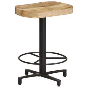 Ensemble de 2 tabourets de bar en bois de manguier massif et noir, bois naturel et coloris noir - Product Image 2
