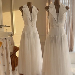 Robe longue élégante personnalisée pour femme, sans manches, col en V, en mousseline, coupe ajustée, formelle, avec nœuds brodés, taille cintrée, printemps-été, séchage rapide - Product Image 6