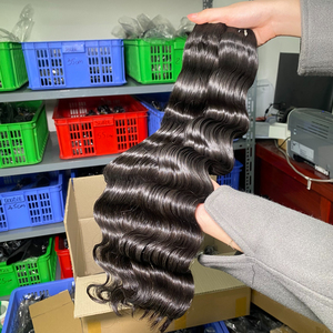 Vente en gros de haute qualité 8-40 pouces Extensions de cheveux de matière première de Remy vietnamien à vague profonde en vrac non traitées - Product Image 5