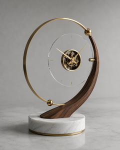 Minimalist Wooden Desk <b>Clock</b> With Mechanical Movement Circular Design Silent Non Ticking - Product Image 1