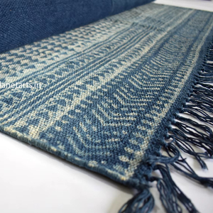 Tapis Jaipur traditionnel imprimé indigo, en coton écologique, tapis de sol doux pour la décoration intérieure, personnalisable, tapis de prière. - Product Image 1