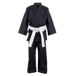 Uniforme de karaté noir pour adultes unisexe, 100% coton, vêtements d'arts martiaux durables, coupe régulière, ceinture blanche incluse - Product Image 1