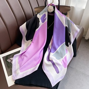Elegant 100% <b>Silk</b> Satin Square Scarf Women Solid Digital Printed Muslim Fashion Accessory All Seasons Multi-Functional <b>Wrap</b> - Product Image 1