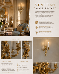 Royal Venetian Baroque <b>Wall</b> <b>Sconce</b> Luxury Decorative <b>Wall</b> <b>Light</b> with Handcrafted Mirror Details, Ornamental Brass Finish, - Product Image 5